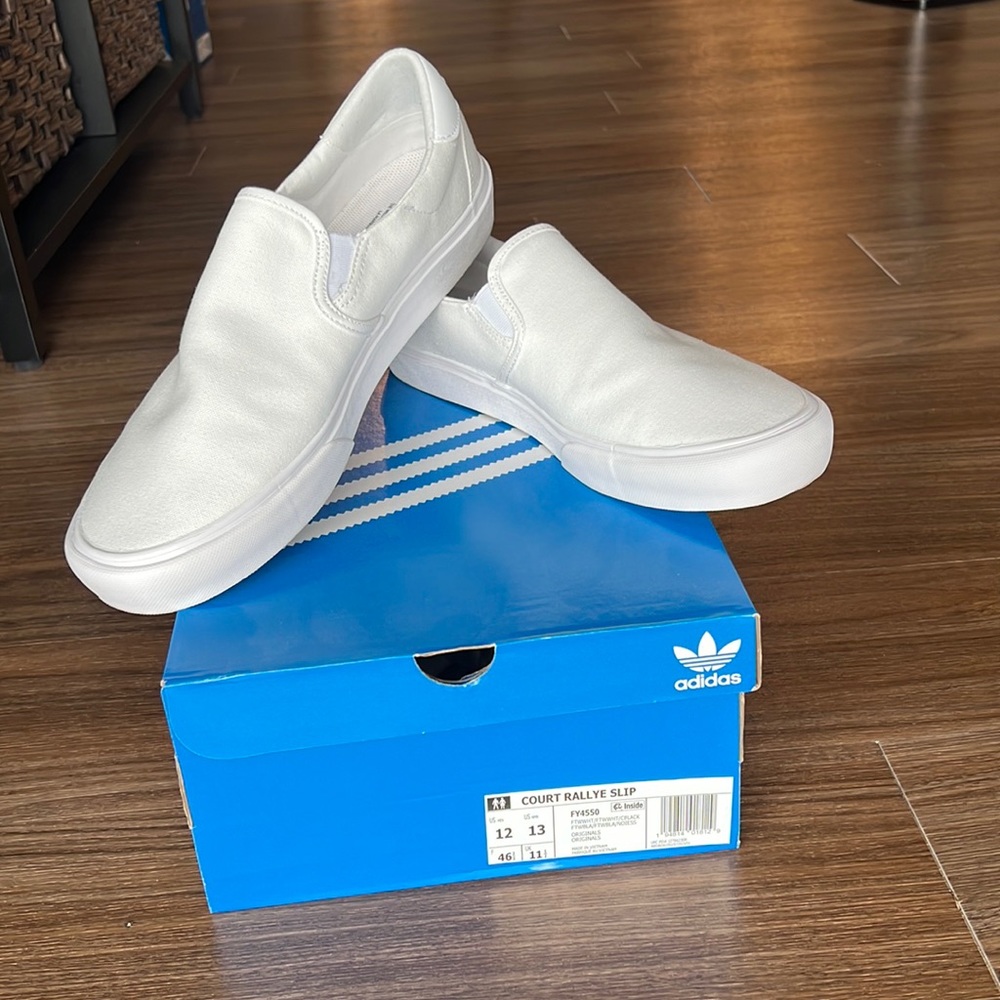 Adidas Mens Slip On White Shoes Size 12